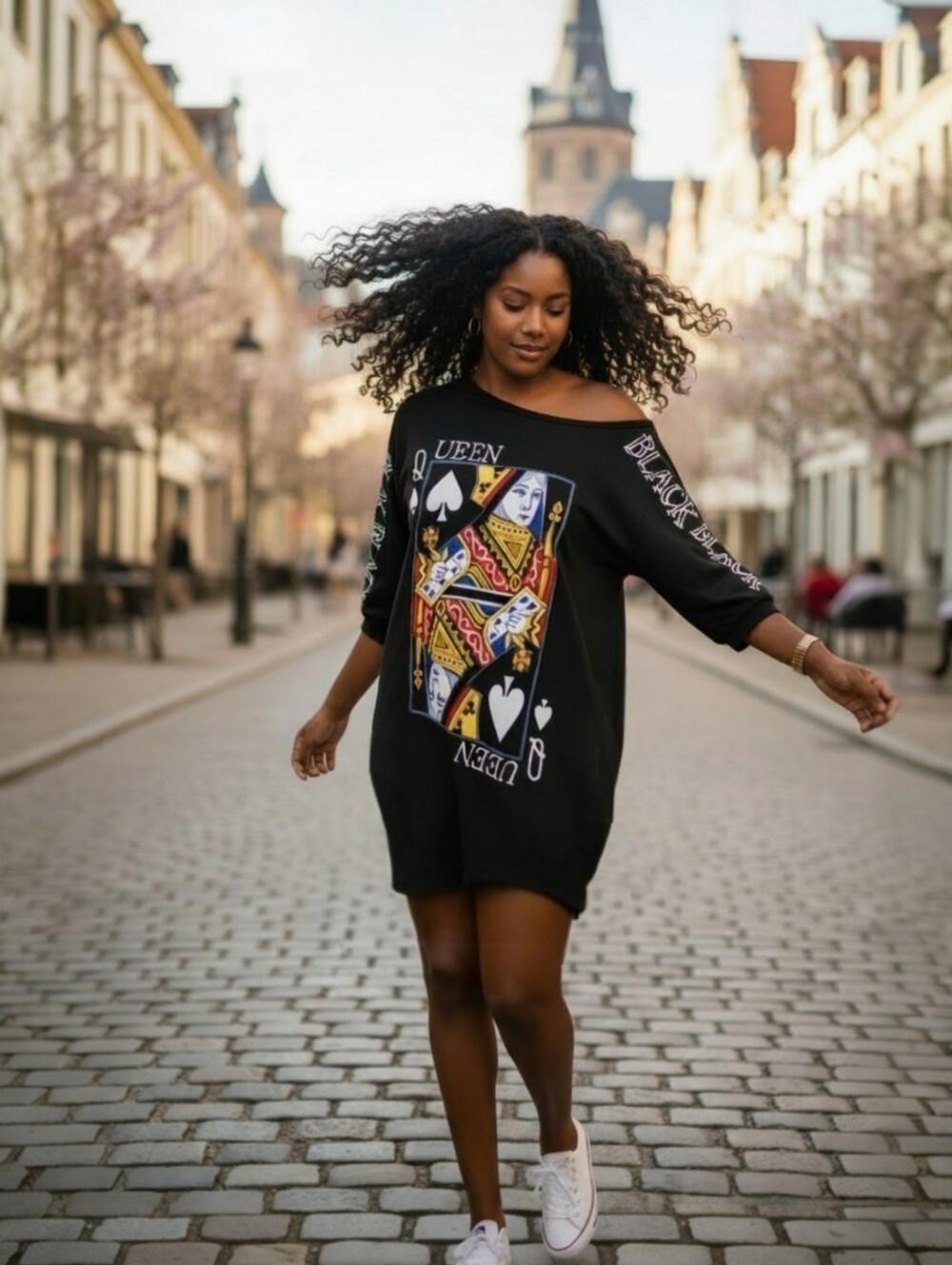 Queen of Spades Graphic Sweatshirt Mini Dress ▪︎ Black ▪︎ Sz XL
